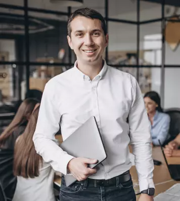 a man in a white shirt